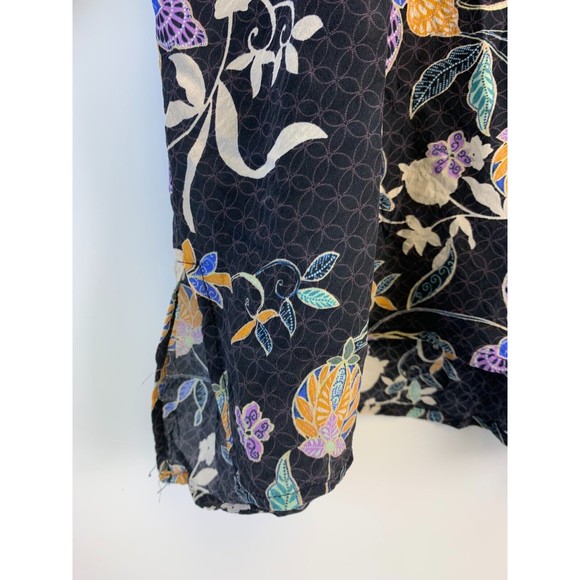 Johnny Was JADE Cruz Lounge Top Floral Silk Button Blouse Long Sleeve L13819 XL - Picture 5 of 13
